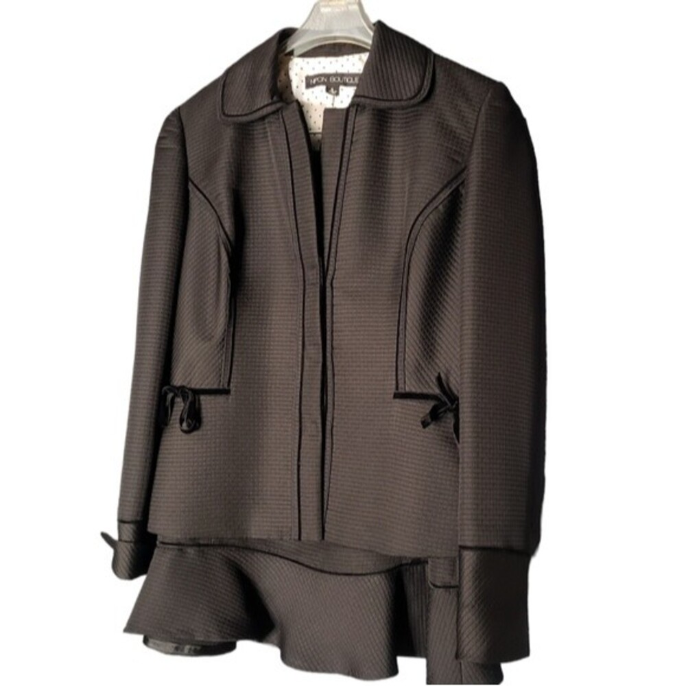 NWT Nipon Boutique Quilted Jacket and Skirt Velvet Trim Flutter Skirt Hem Size 4